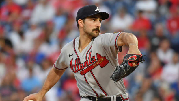 Sep 13, 2023; Philadelphia, Pennsylvania, USA; Atlanta Braves starting pitcher Spencer Strider (99) throws a pitch against the Philadelphia Phillies during the first inning at Citizens Bank Park. Mandatory Credit: Eric Hartline-USA TODAY Sports  
